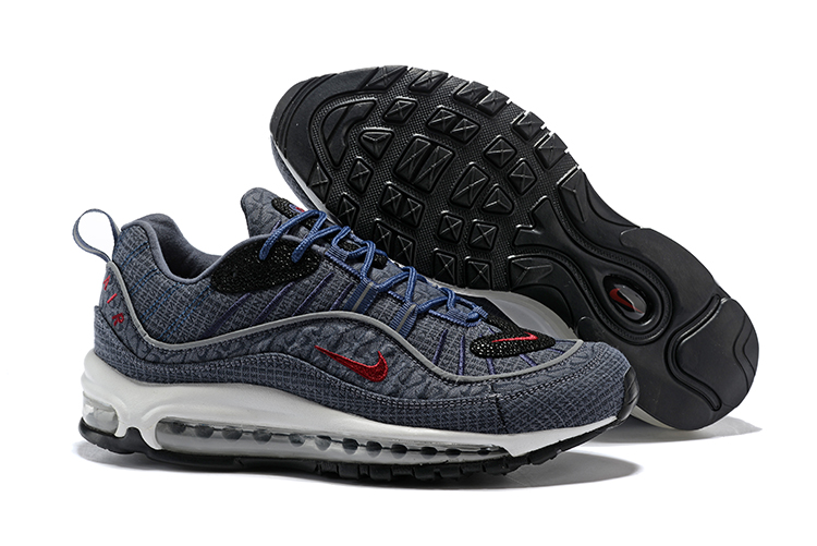 Women Nike Air Max 98 Flyknit Grey Black Red Shoes - Click Image to Close